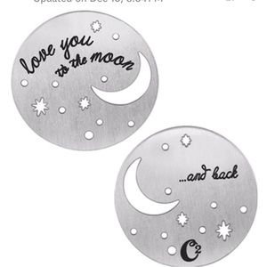 Origami Owl Large Silver “Love you to the Moon/back” window plate * retired